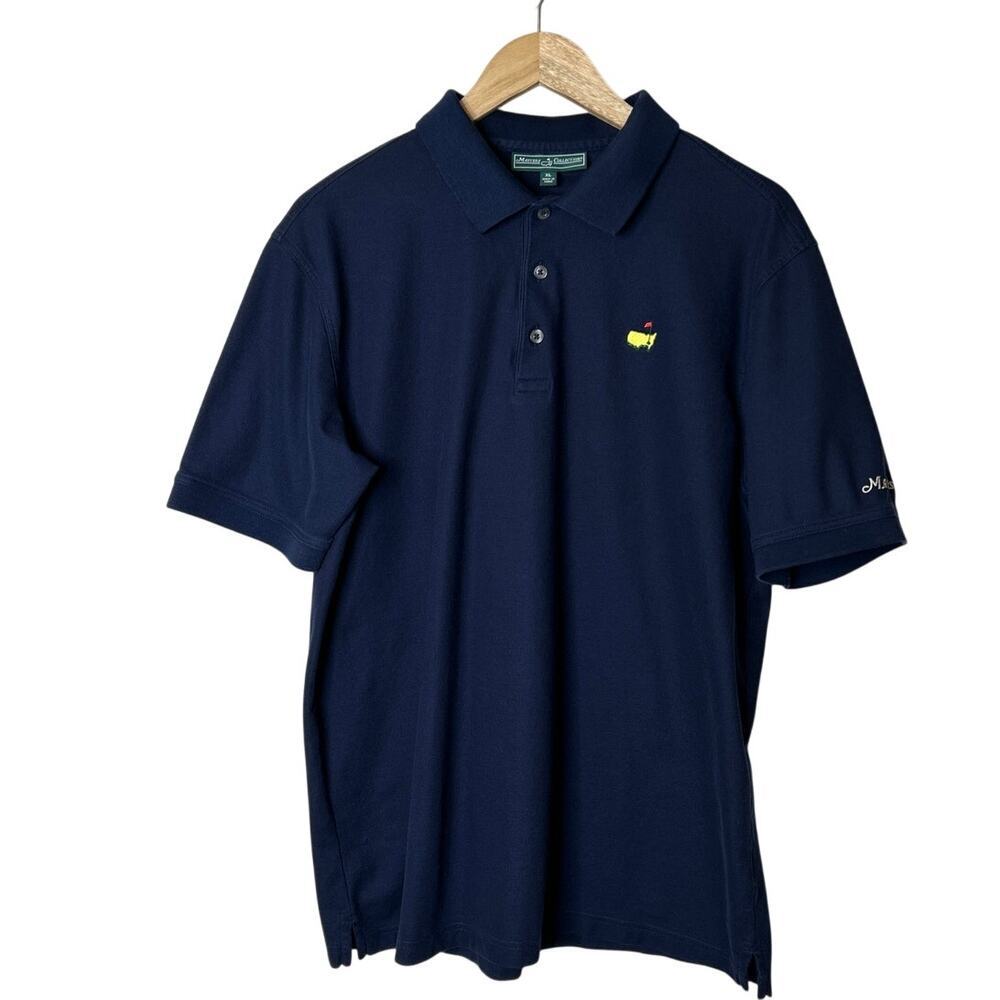 Masters Collection Men's Navy Short-Sleeve Golf Polo Augusta Logo XL Pima Cotton